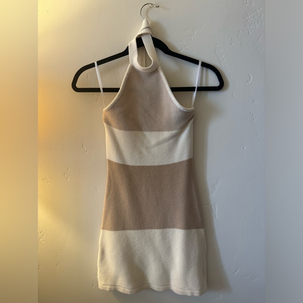 Strip halter mini dress